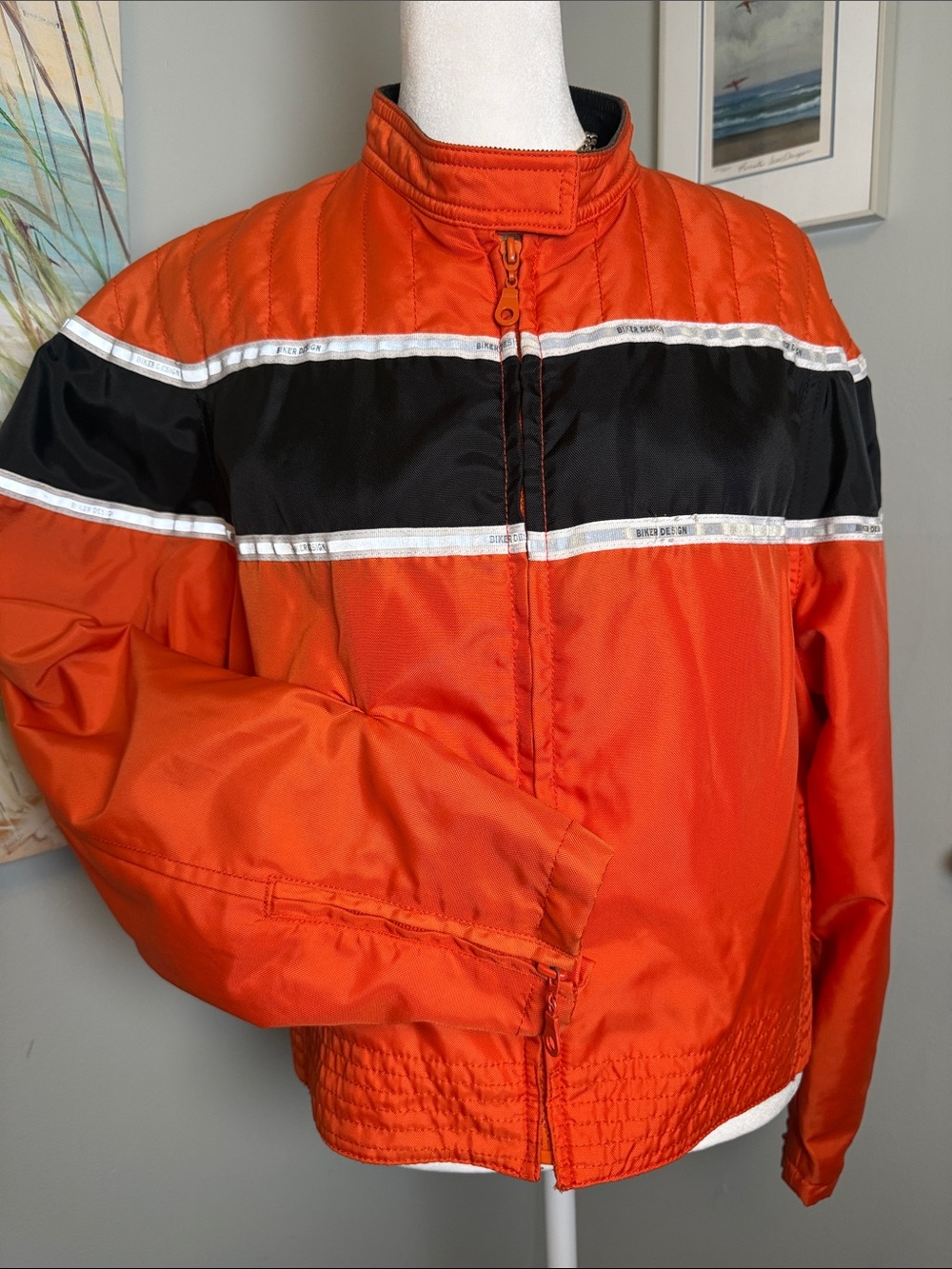 Men's Orange Black Stripe Windbreaker Jacket
